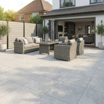 Quarstone White Stone Effect Matt Anti Slip Outdoor Porcelain Slab