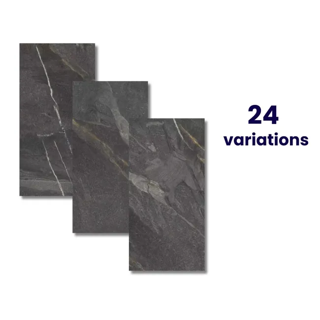 Devoke Dark Grey Matt Stone Effect Wall and Floor Tiles 597x297