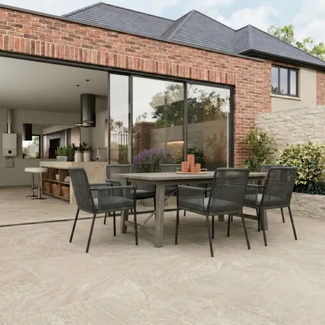 Ardesia Cream Stone Effect Matt Porcelain Outdoor Slab Tile