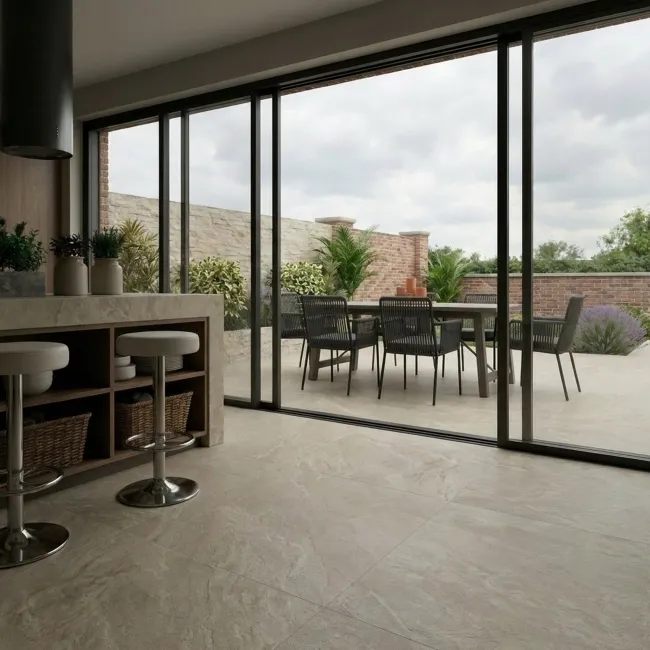 Ardesia Cream Stone Effect Matt Porcelain Outdoor Slab Tile