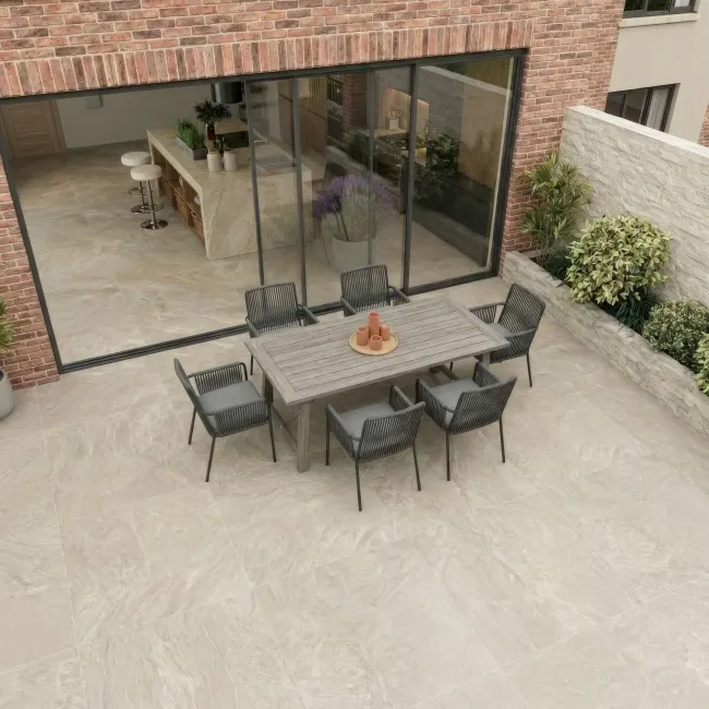Ardesia Cream Stone Effect Matt Porcelain Outdoor Slab Tile