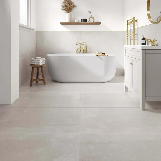 Cimento Beige Rectified Matt Stone Effect Tile 600x600
