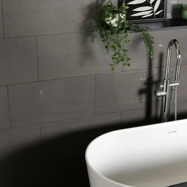 Lounge Polished Dark Grey Stone Effect 300x600 Wall And Floor Tiles
