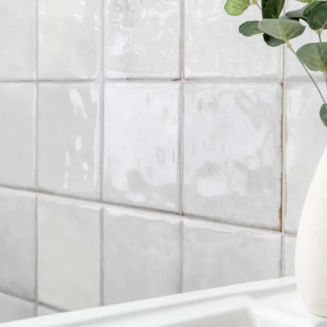 Veneto White Gloss Rustic Bumpy Wall Tiles