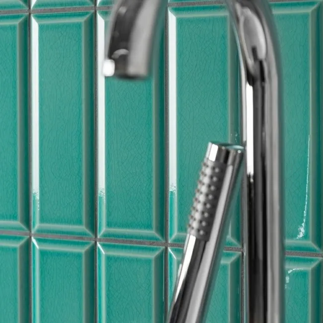 Plush Azulado Teal Green Matt Large Metro Wall Tiles