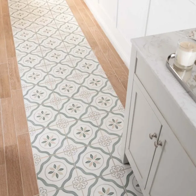 Blossom Petals Green Matt Pattern Wall and Floor Tiles