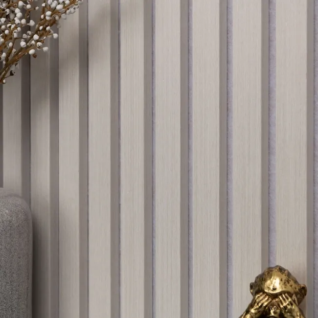 Trepanel® Light Oak on Antique White Felt Acoustic Wood Slat Panels