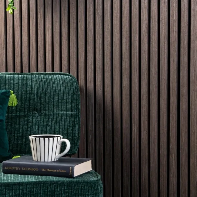 Trepanel® Walnut Brown Acoustic Half Wood Wall Panels