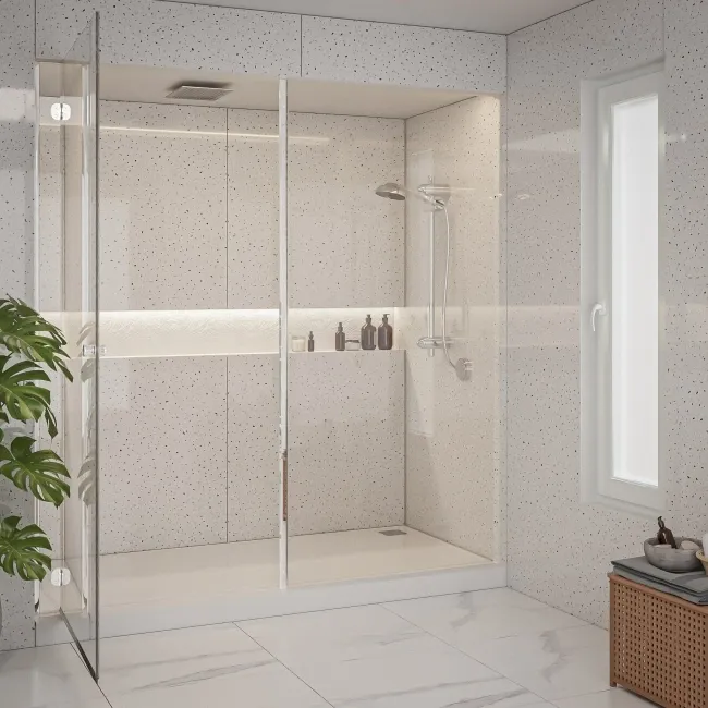 Trepanel Aqua® White Sparkle Quartz Effect PVC Bathroom Wall Panel