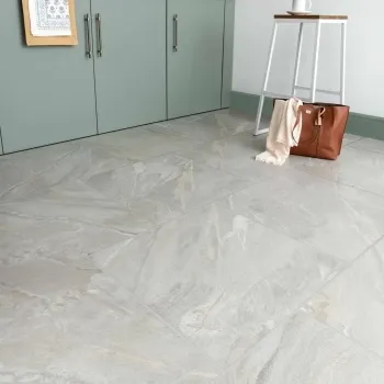 Devoke Light Grey Matt Stone Effect Wall and Floor Tiles 597x597