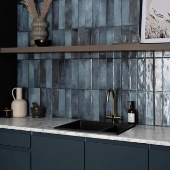 Lazio Blue Gloss Brick Effect Wall Tiles