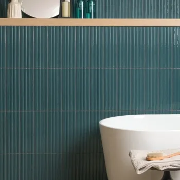Ribbon Ocean Blue Ridged Effect Ceramic Gloss Wall Tiles