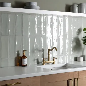 Rustic Sage Green Gloss Metro Wall Tiles