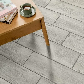 Friston Grey Oak Wood Effect Porcelain Floor Tiles