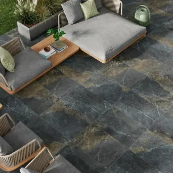 Jai Rustic Black Slate Effect 20mm Porcelain Paving Slabs