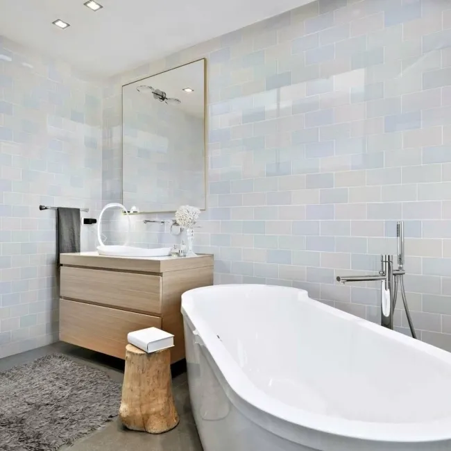 Tints Calm Blue Gloss Ceramic Brick Wall Tiles