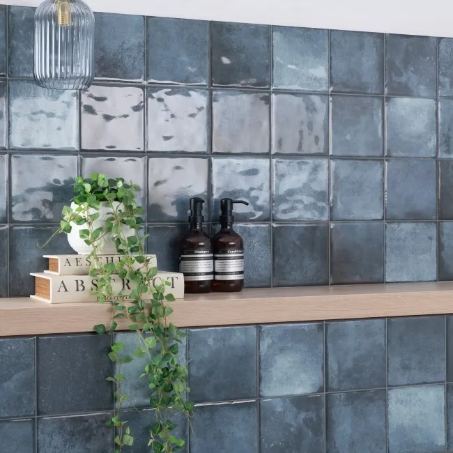 Veneto Blue Gloss Rustic Bumpy Wall Tiles