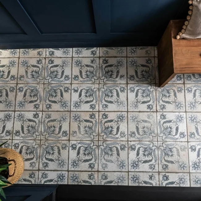Helix Indigo Blue Matt Patterned Wall and Floor Tiles
