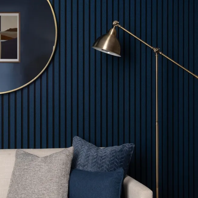 Trepanel® Texture Denim Blue Herringbone Acoustic Wood & Felt Slat Panels