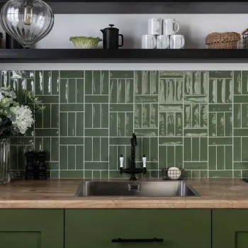 Hamlet Green Gloss Brick Wall and Floor Tiles
