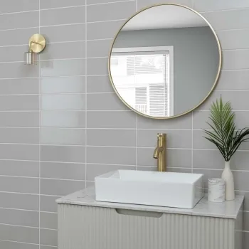 Linear Light Grey Gloss Brick Shape Wall Tiles 300x100