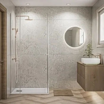 Trepanel Aqua® Matt Ivory Travertine Effect PVC Bathroom Wall Panel