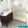 Contour Shadow Black and White Hexagon Patterned Floor Tiles