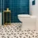 Contour Shadow Black and White Hexagon Patterned Floor Tiles
