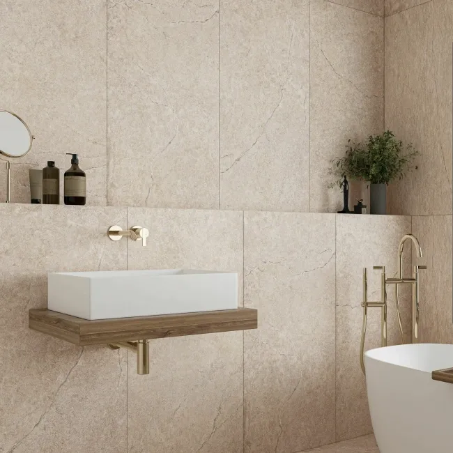 Alchemy Earth Beige Limestone Effect Anti Slip Large Porcelain Tile 1200x600mm