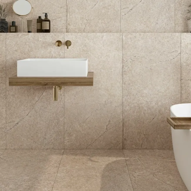 Alchemy Earth Beige Limestone Effect Anti Slip Large Porcelain Tile 1200x600mm