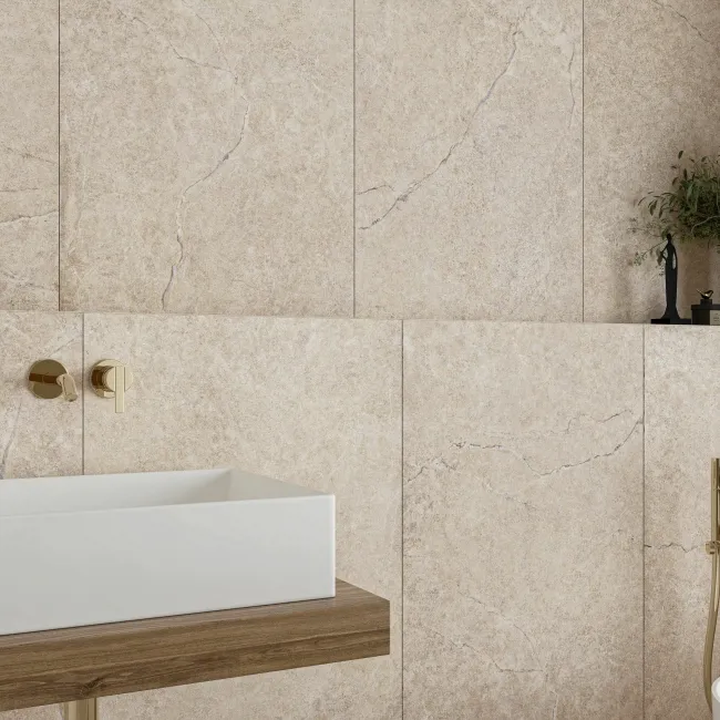 Alchemy Earth Beige Limestone Effect Anti Slip Large Porcelain Tile 1200x600mm