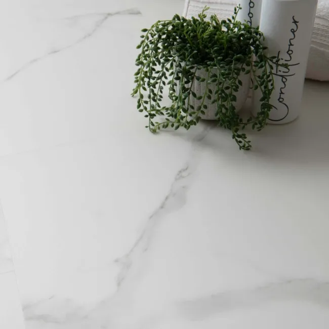 Frost White Marble Tile Luxury Click Vinyl Flooring 5.5mm