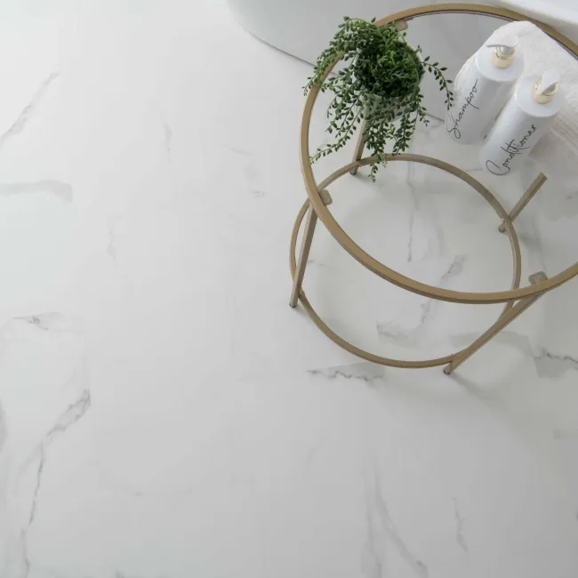 Frost White Marble Tile Luxury Click Vinyl Flooring 5.5mm