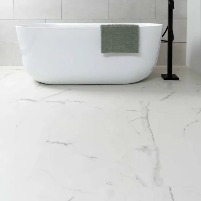 Frost White Marble Tile Luxury Click Vinyl Flooring 6mm