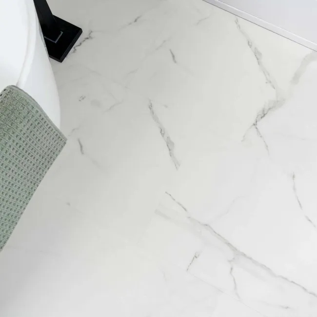 Frost White Marble Tile Luxury Click Vinyl Flooring 6mm