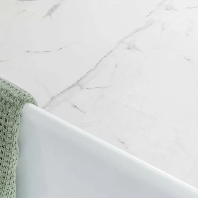 Frost White Marble Tile Luxury Click Vinyl Flooring 6mm