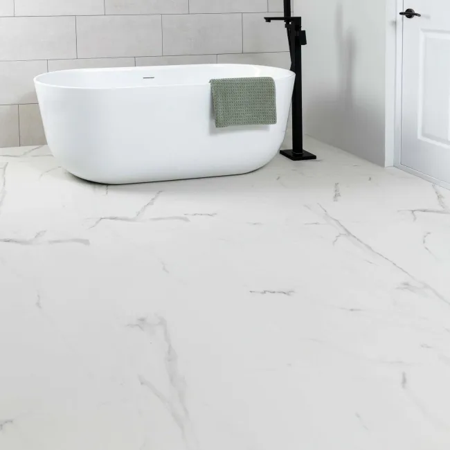 Frost White Marble Tile Luxury Click Vinyl Flooring 6mm