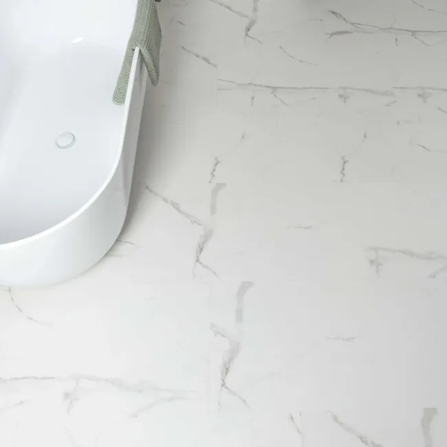 Frost White Marble Tile Luxury Click Vinyl Flooring 6mm