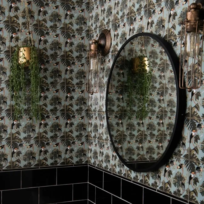 Jungle Decor Multicolour Gloss Patterned Wall Tile