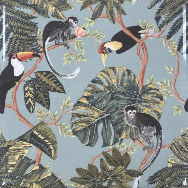 Jungle Decor Multicolour Gloss Patterned Wall Tile