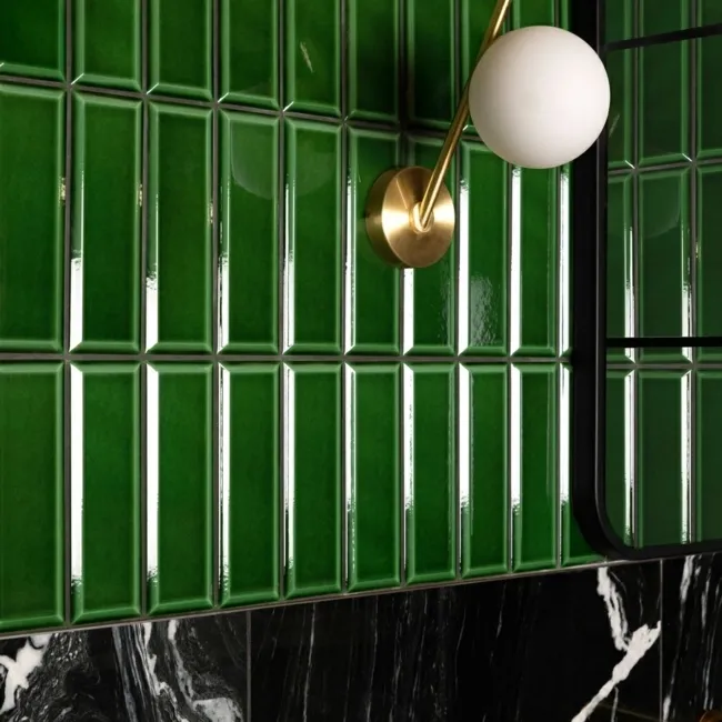 Plush Victorian Crackle Glaze Green Metro Tiles