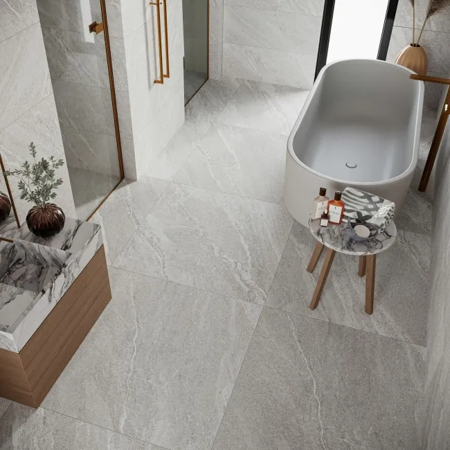 Alchemy Pearl Grey Slate Effect Anti Slip Porcelain Tile 900x900mm