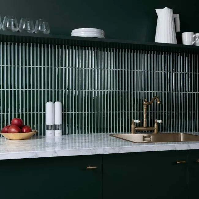 Spirit Green Gloss Kitkat Mosaic Porcelain Wall Tiles