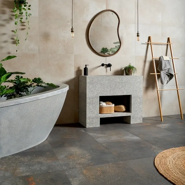 Yuri® Basalt Dark Grey 90% Recycled Stone Effect Floor Tiles