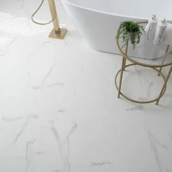Frost White Marble Tile Luxury Click Vinyl Flooring 5.5mm