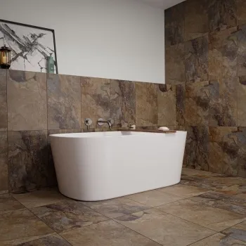 Lockstone Mocha Brown Slate Effect Wall and Floor Tiles