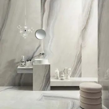 Verity White Marble Effect Polished Porcelain Wall & Floor Tile