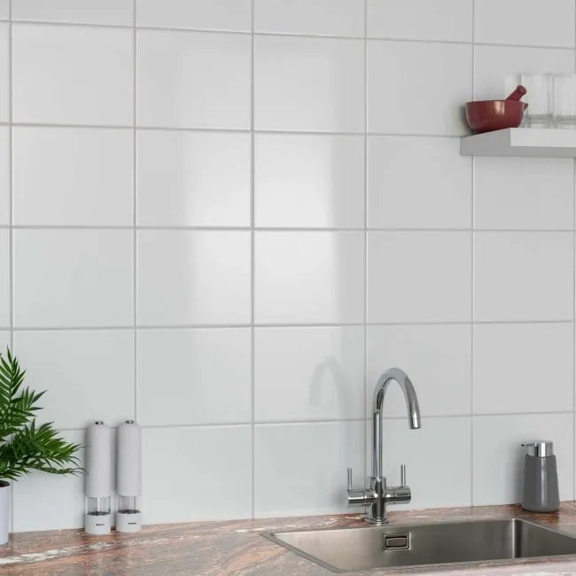 Crystal White Gloss Flat 250x200 Ceramic Wall Tiles
