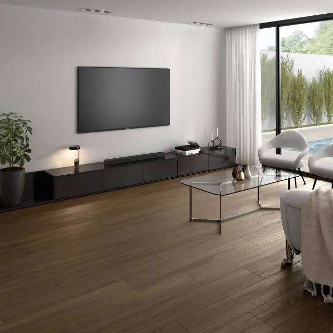Heartwood Coffee Brown Matt Rectified Wood Effect Floor Tiles 888x220