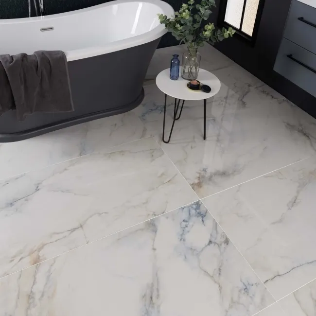 Deluxe Sapphire White Polished Large Marble Effect Wall and Floor Tiles